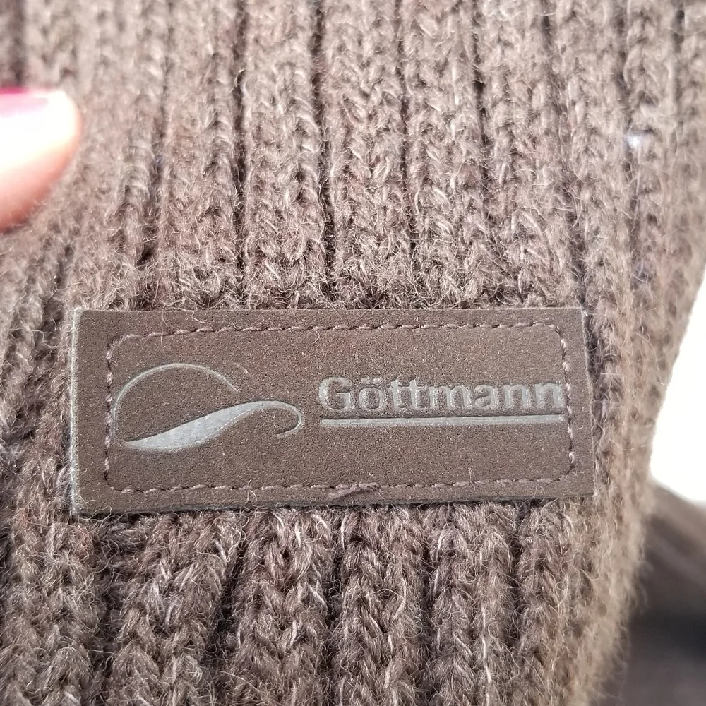Gottman brown ribbed knit scarf wool blend unisex